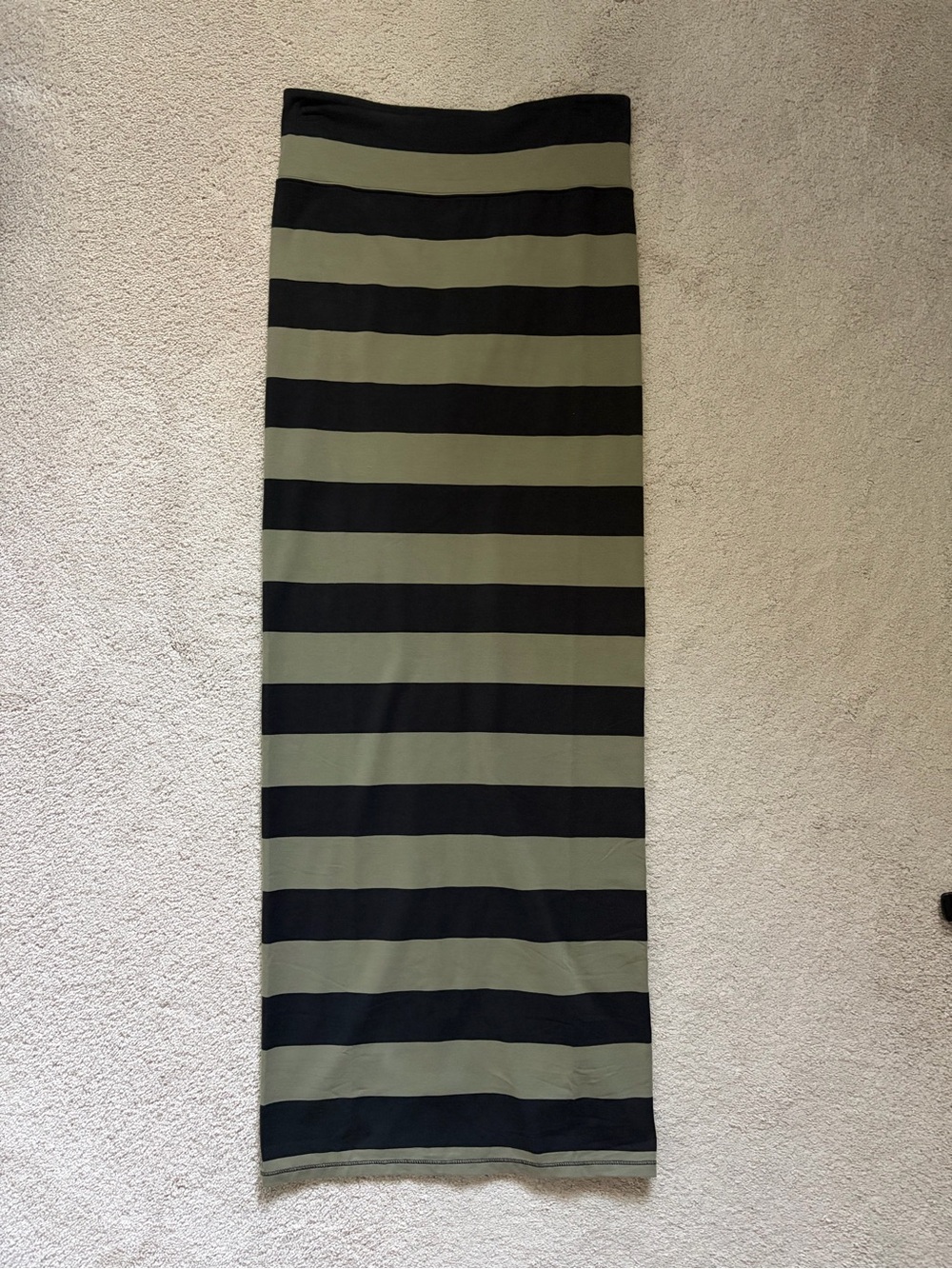 Free People Olive Green and Black Striped Midi Dress